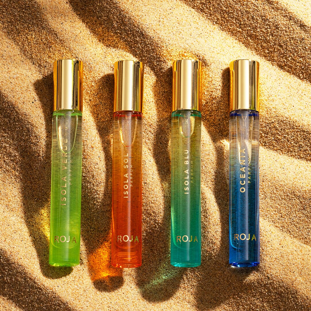 Quattro profumi The Isola Travel Collection di Roja Parfums